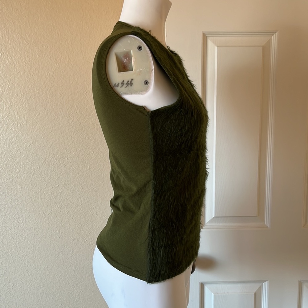 Morgan De Toi fur green tank top, size Small, Made in France - Picture 3 of 8